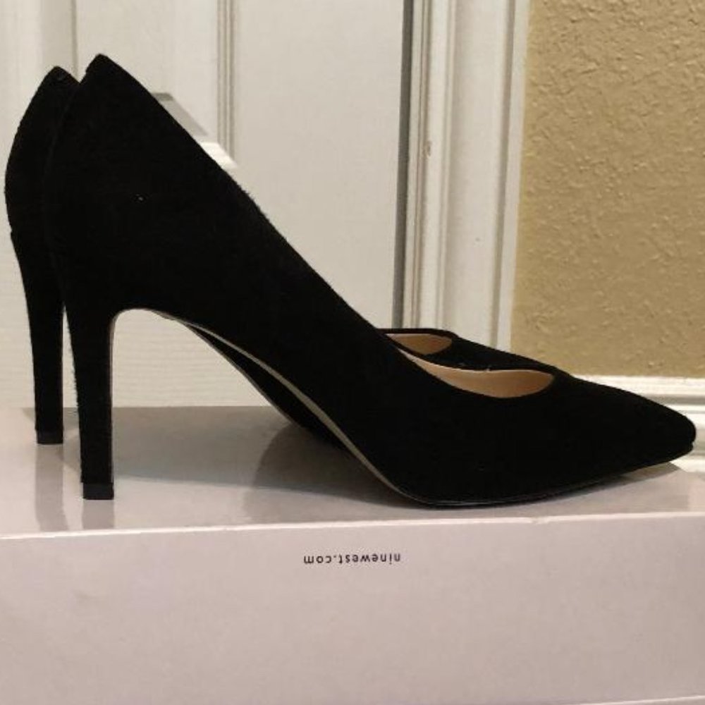 NINE WEST CHARLY BLACK SUEDE PUMPS SZ 8M